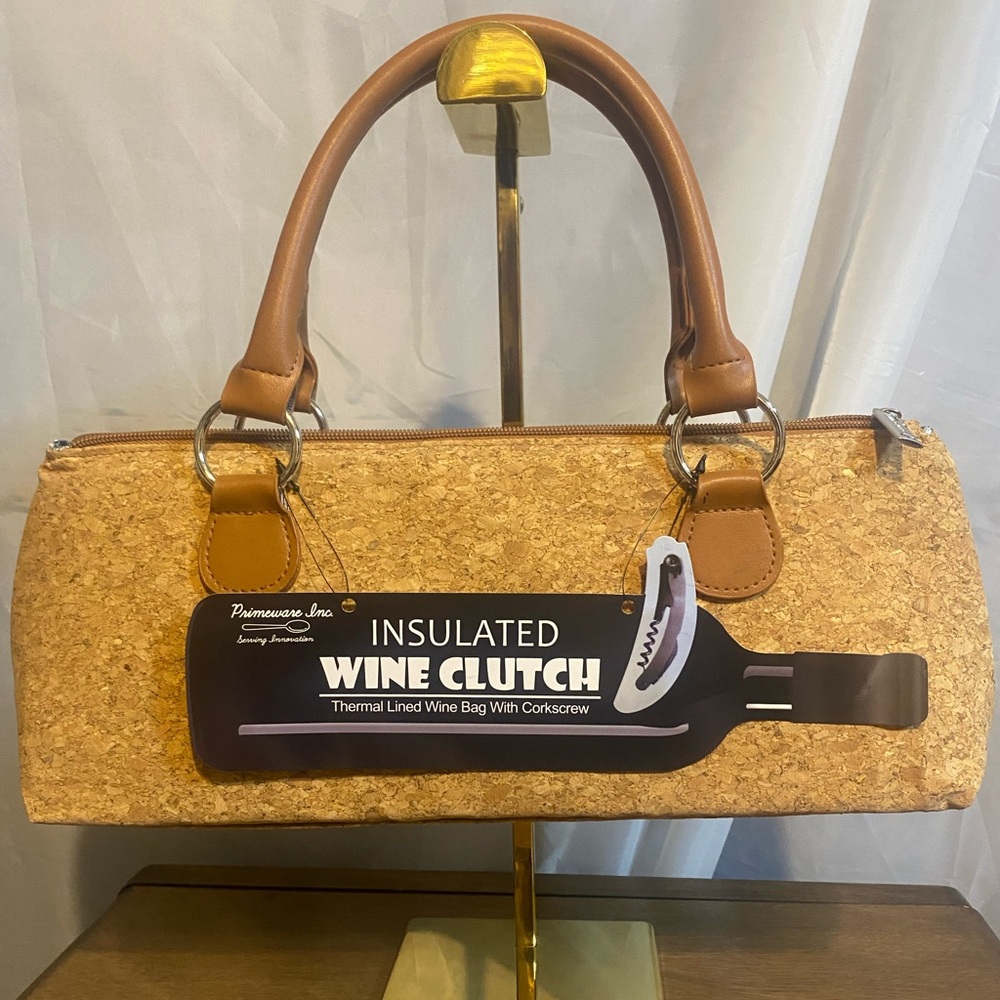 NWT Primeware Inc Insulated Wine Clutch Natural Cork